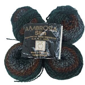 4 Tahki Imports Ambrosia Slim yarn #662 dark green brown Pure New Wool France